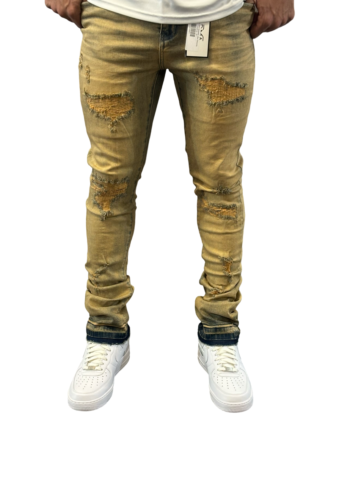 DNA - Stacked Jeans - DNA Worldwide - Blue / Burgundy