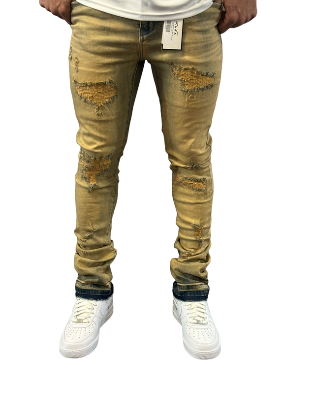 DNA - Stacked Jeans - DNA Worldwide - Blue / Burgundy