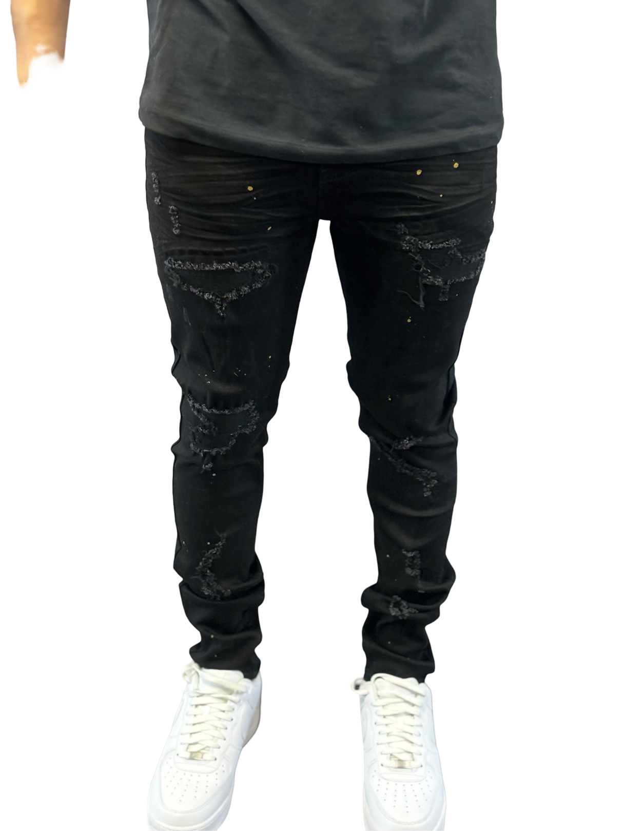 Lost Soul - Jeans - Black Yellow Paint