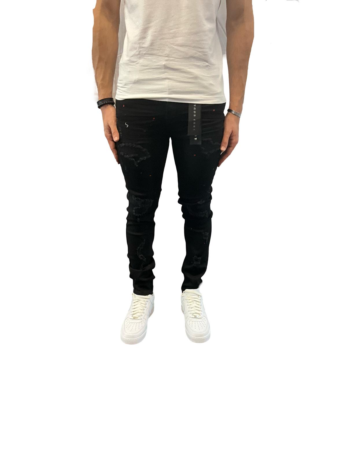 Lost Soul - Jeans - Black Red Paint