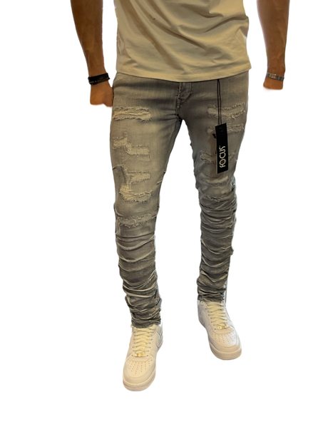 Focus - Jeans - Skinny Stacked - L Grey