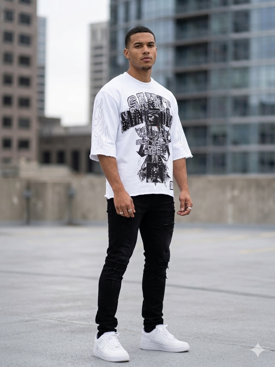 Undrtd Saint Club Global Rhinestone 3/4 Sleeve Legacy Prem T-Shirt Multi Colors