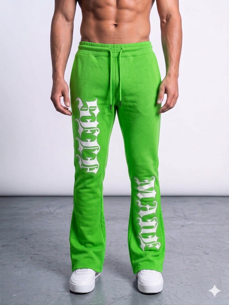 Focus Self Made Rhinestone Stacked Sweatpants Multi Colors