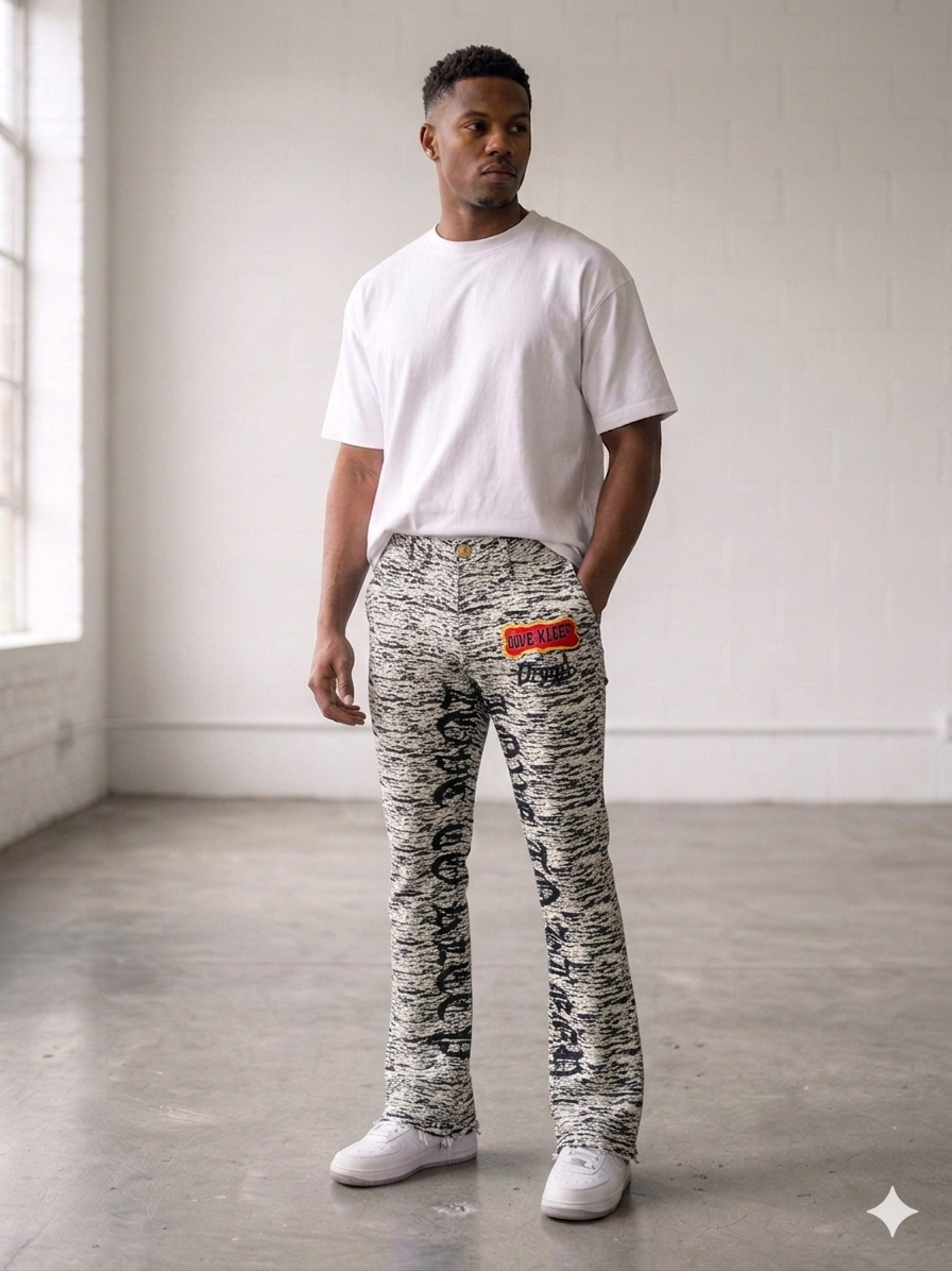 Kleep- Denim Stacked - Kirk - Black / White