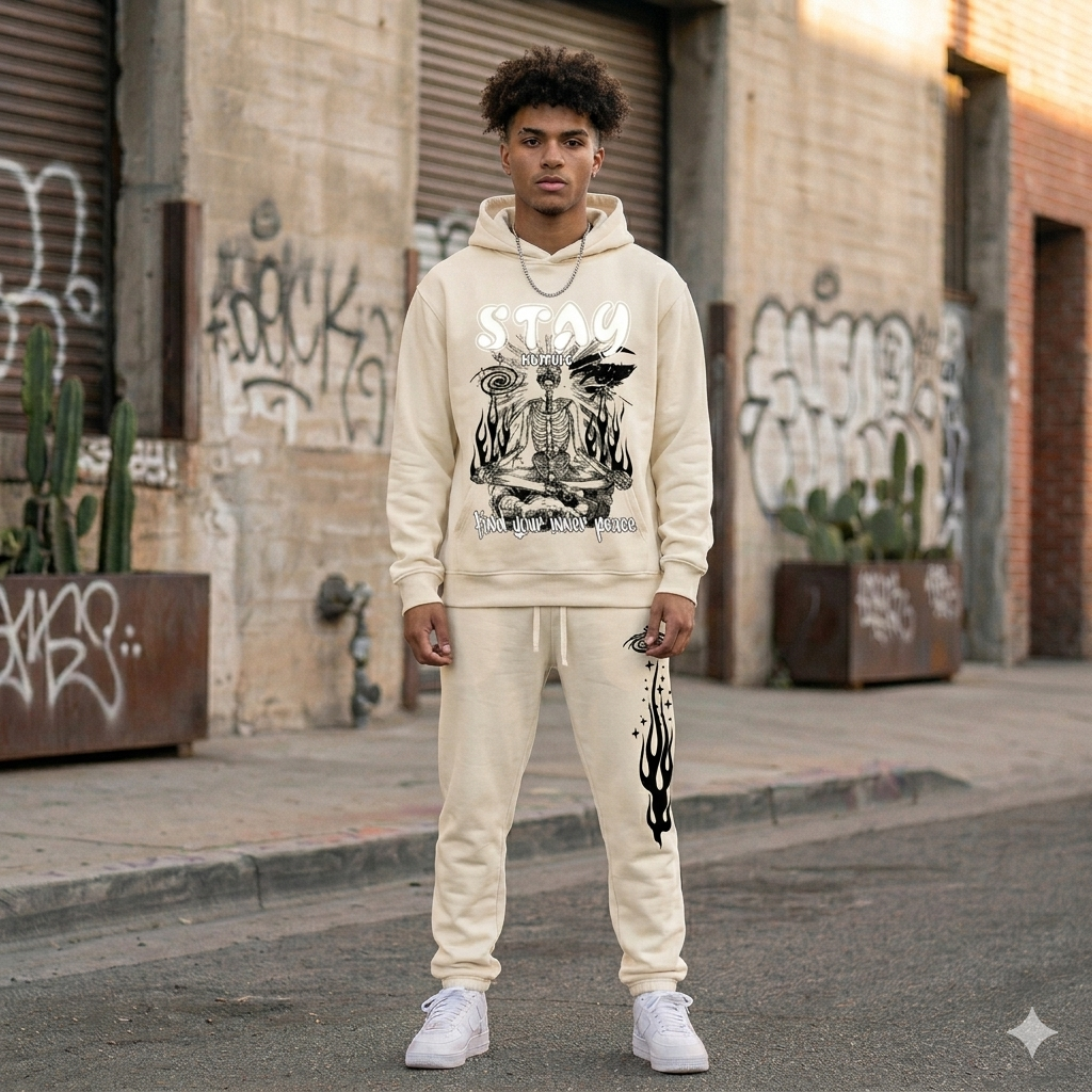 Forty Stay Humble Jogger Set Cream