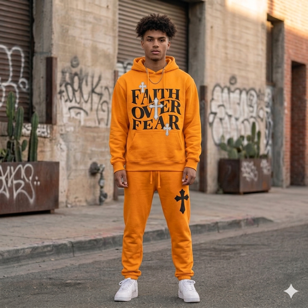 Forty Faith Over Fear Jogger Set Orange