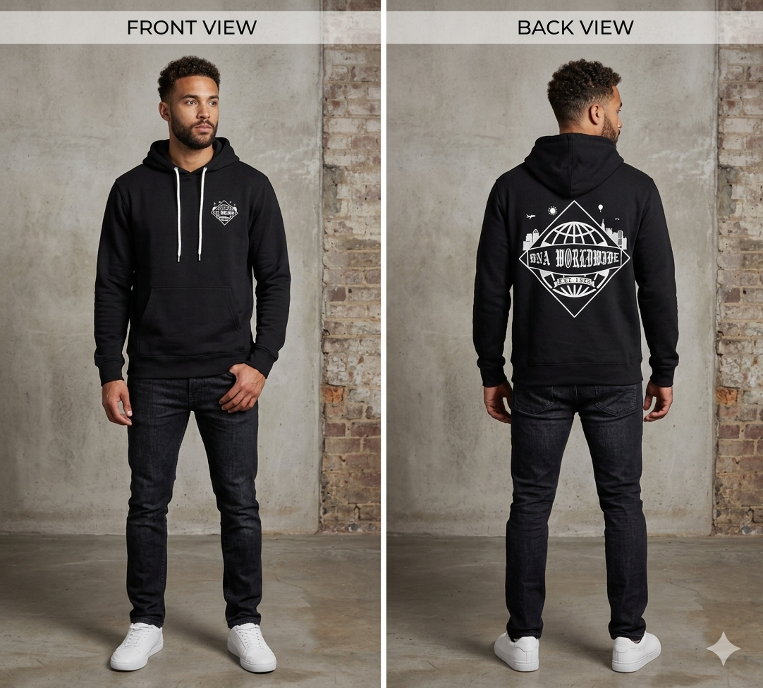 DNA World Wild Hoodie - Denim Hands - Black / Black
