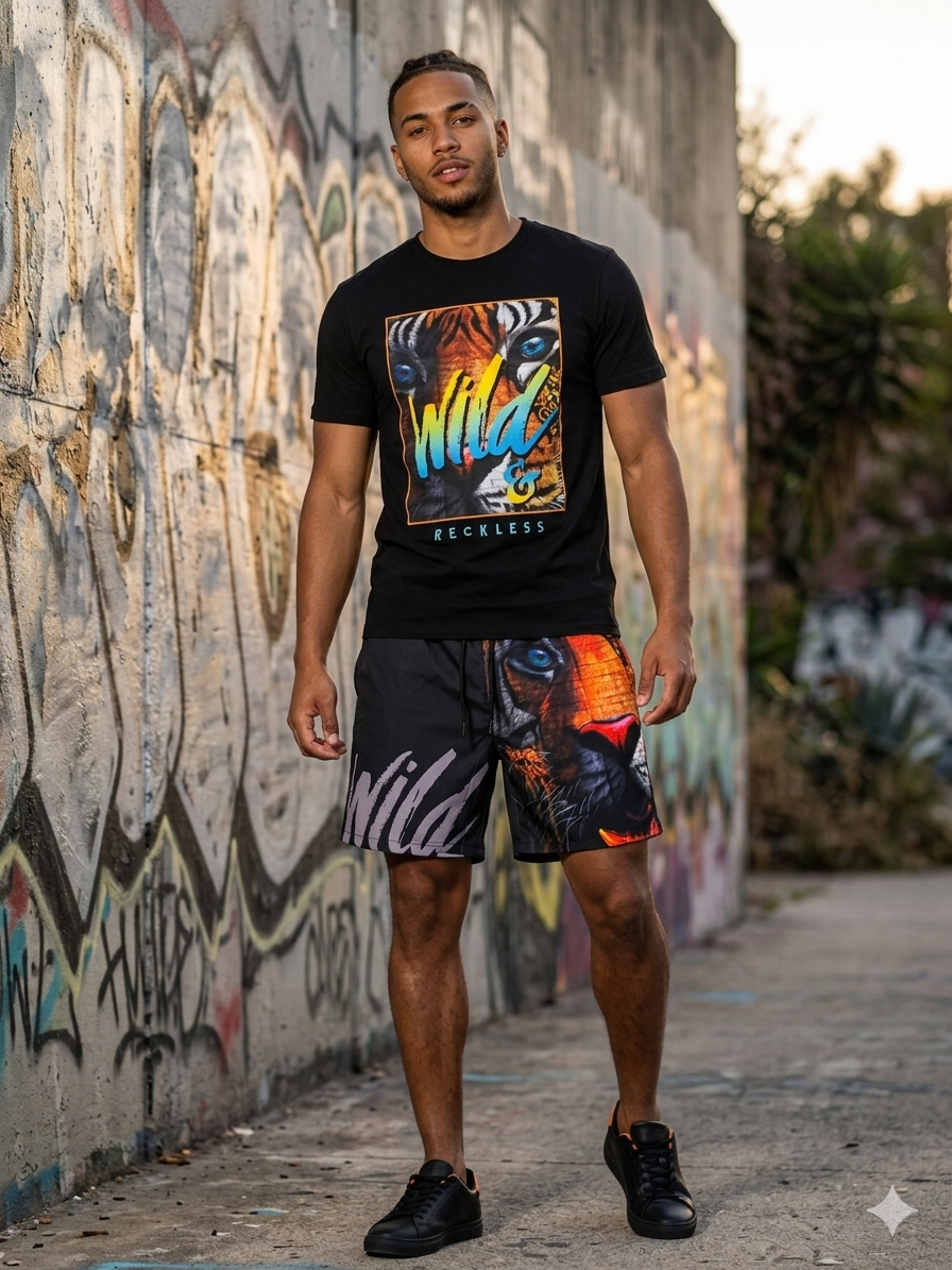 Rebel Minds Wild Tiger Graphic T Shirt Black