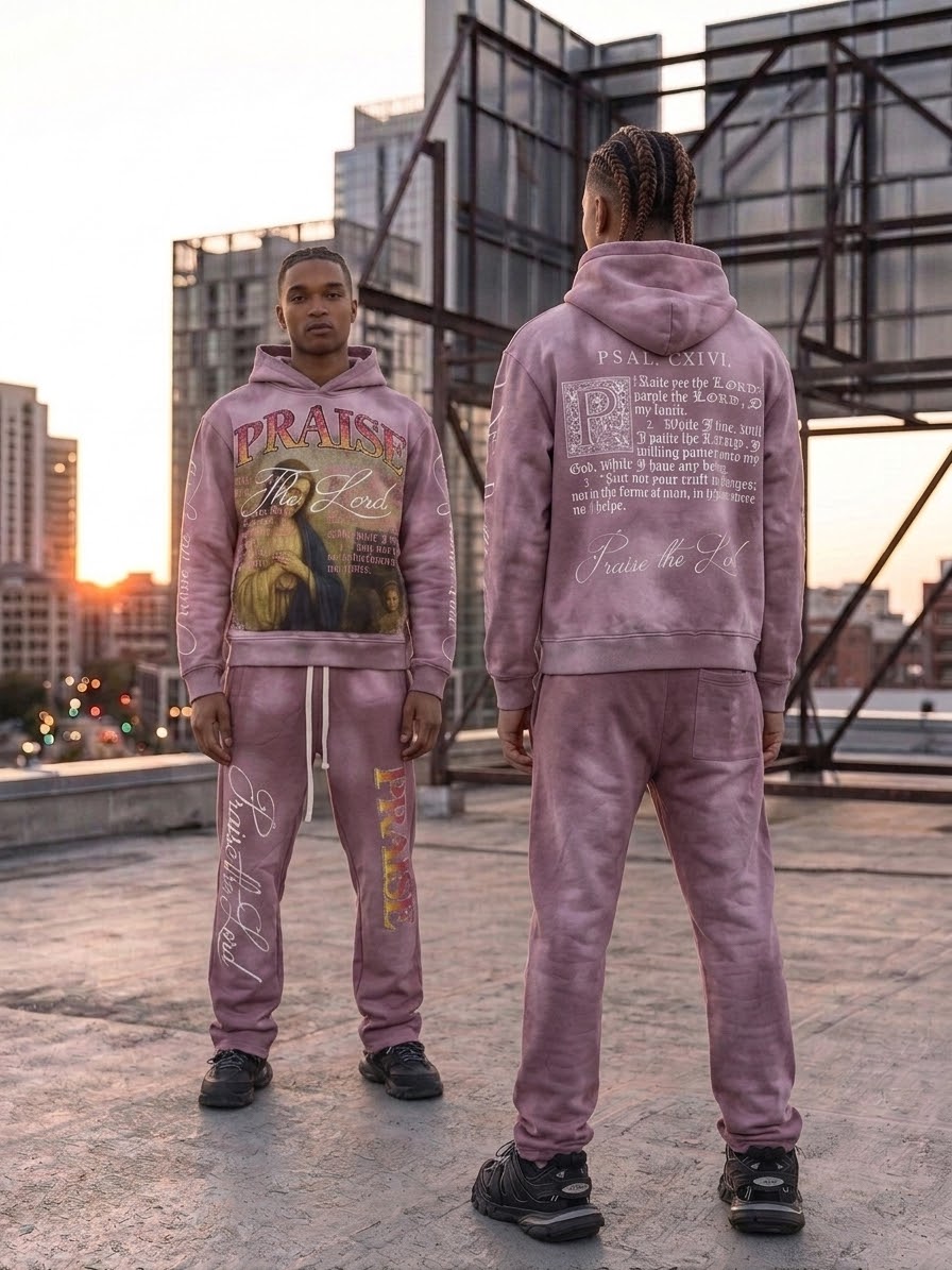 Pj Mark Praise The Lord Rhinestone Washed Fleece Hoodie Multi Colors