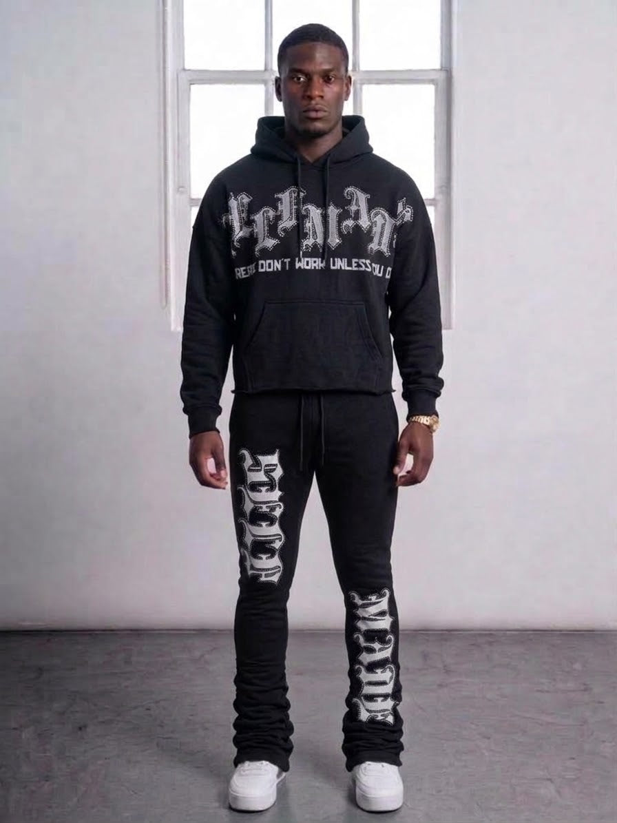 Focus Self Made Rhinestone Stacked (Sweatpants Only) Multi Colors