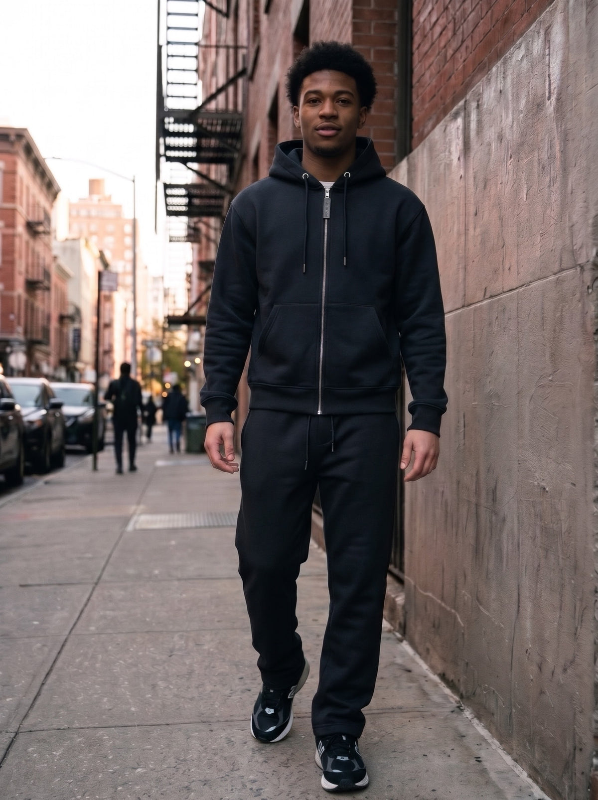 Pj Mark Neoprene Full Zip-Up Jogger Set Black