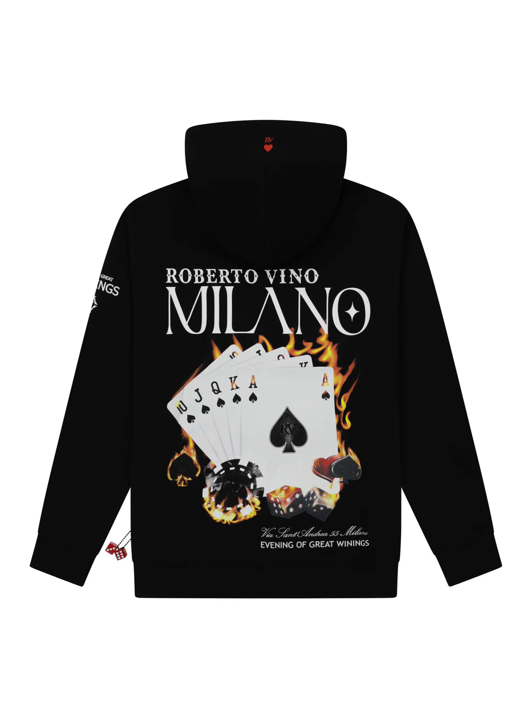 Roberto Vino Milano Burning Cards Hoodie Black