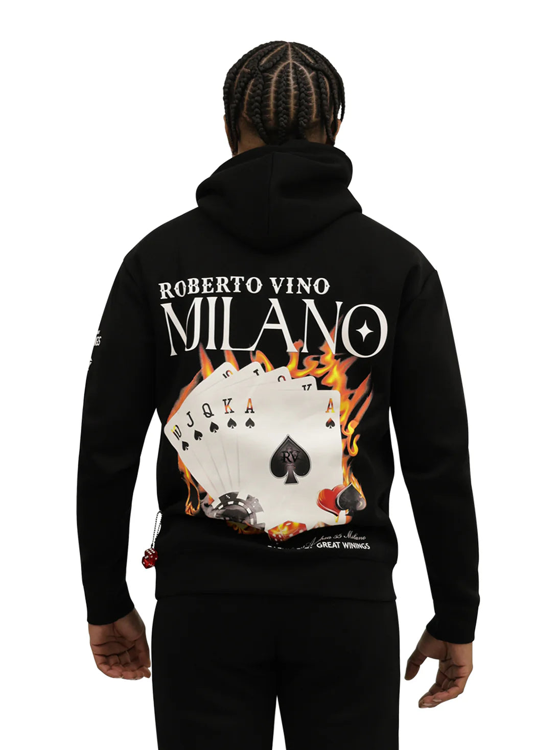 Roberto Vino Milano Burning Cards Hoodie Black