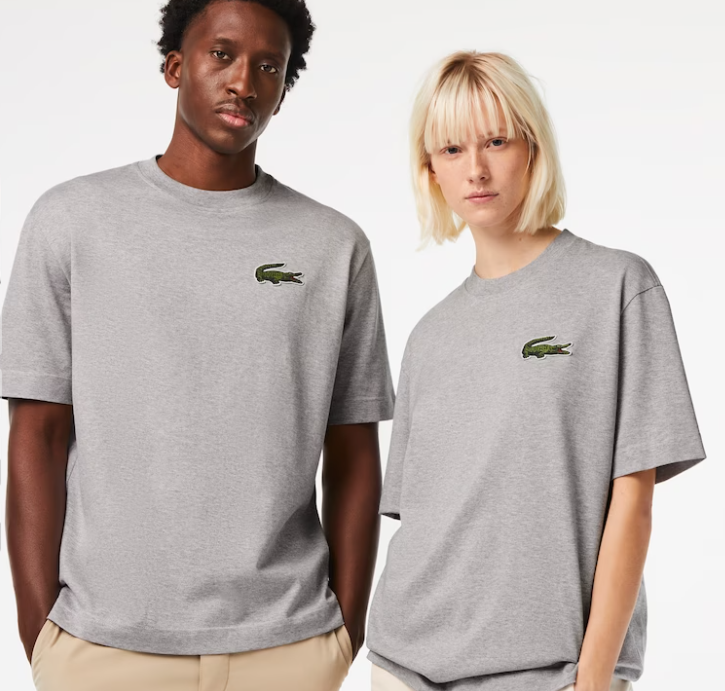 UNISEX LOOSE FIT LARGE CROC ORGANIC HEAVY COTTON T-SHIRT GREY