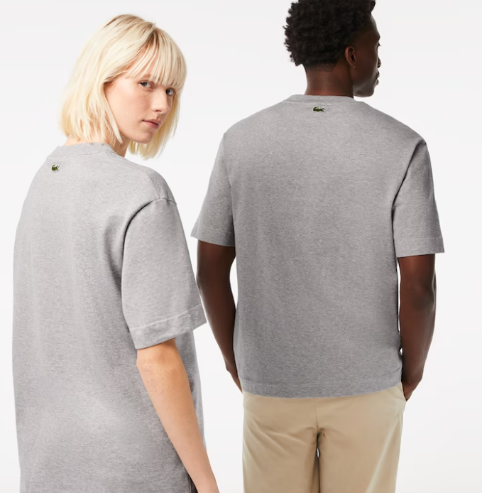 UNISEX LOOSE FIT LARGE CROC ORGANIC HEAVY COTTON T-SHIRT GREY