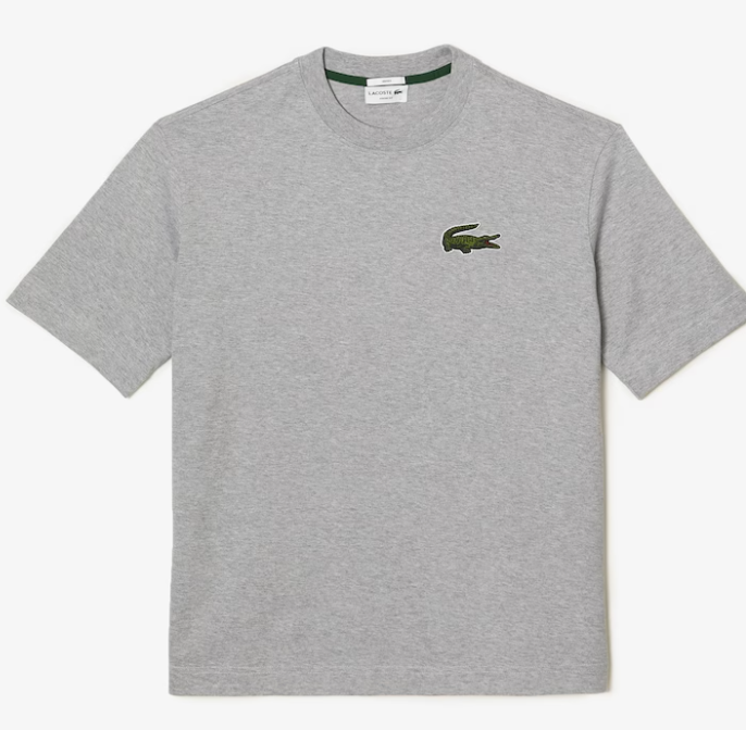 UNISEX LOOSE FIT LARGE CROC ORGANIC HEAVY COTTON T-SHIRT GREY