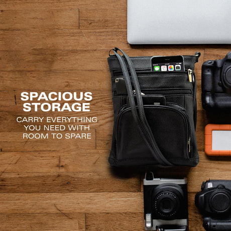 SteelTime Unisex Leather Crossbody Bag With Serenity Prayer