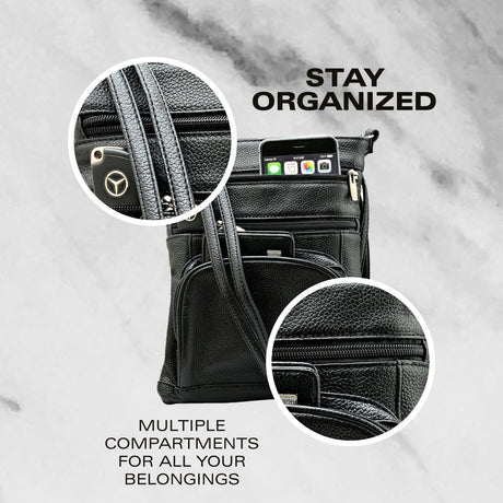 SteelTime Unisex Leather Crossbody Bag With Serenity Prayer