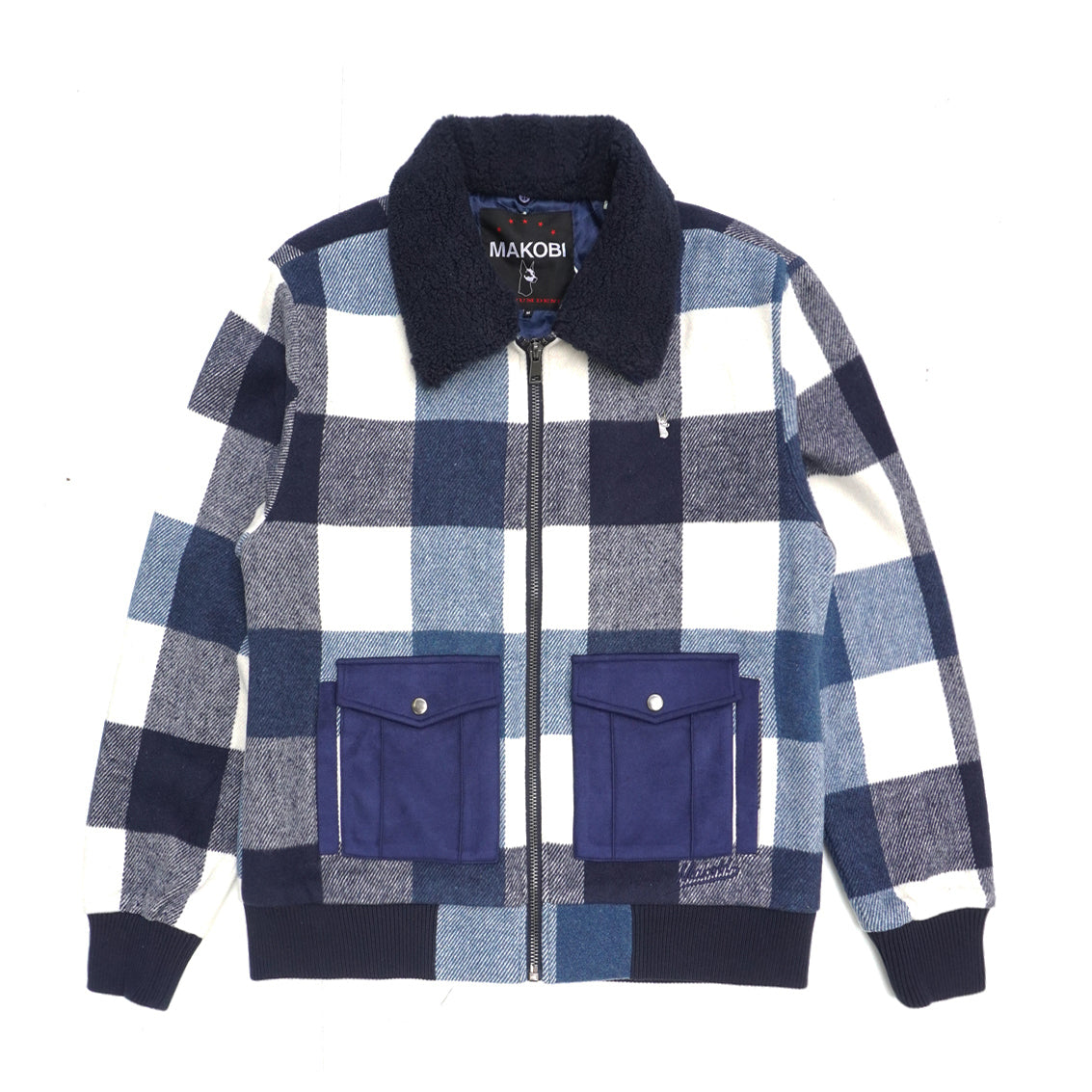 Makobi M1015 Dario Wool Plaid Jacket - Navy