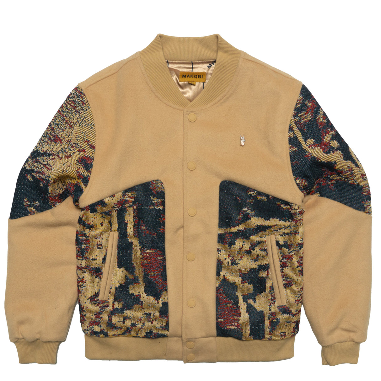 Makobi M1099 Bagnoli Tapestry Varsity Jacket - Khaki