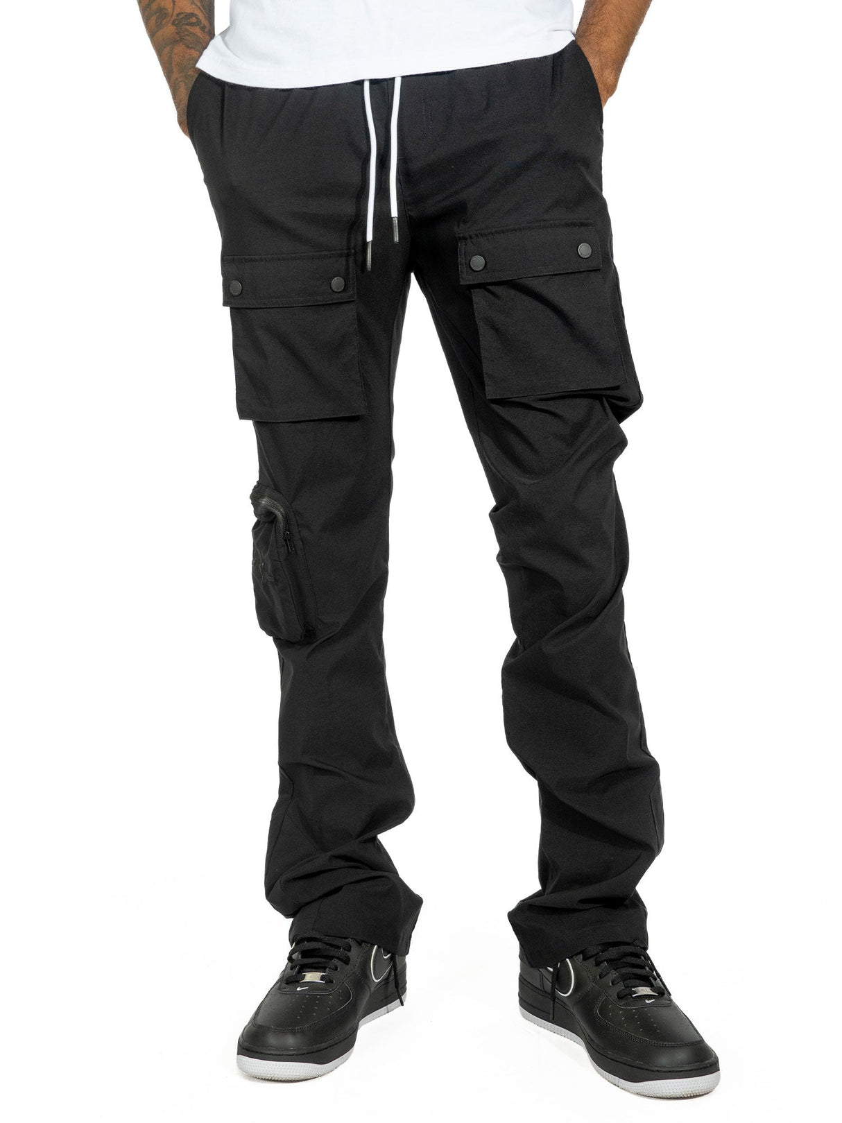 Makobi M1625 Sartoni Nylon Stacked Pants - Black