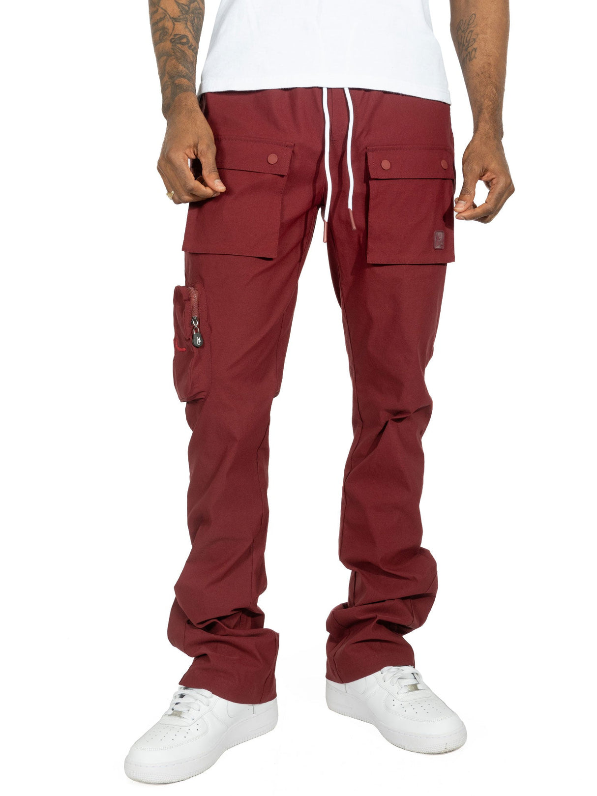 Makobi M1625 Sartoni Nylon Stacked Pants - Burgundy