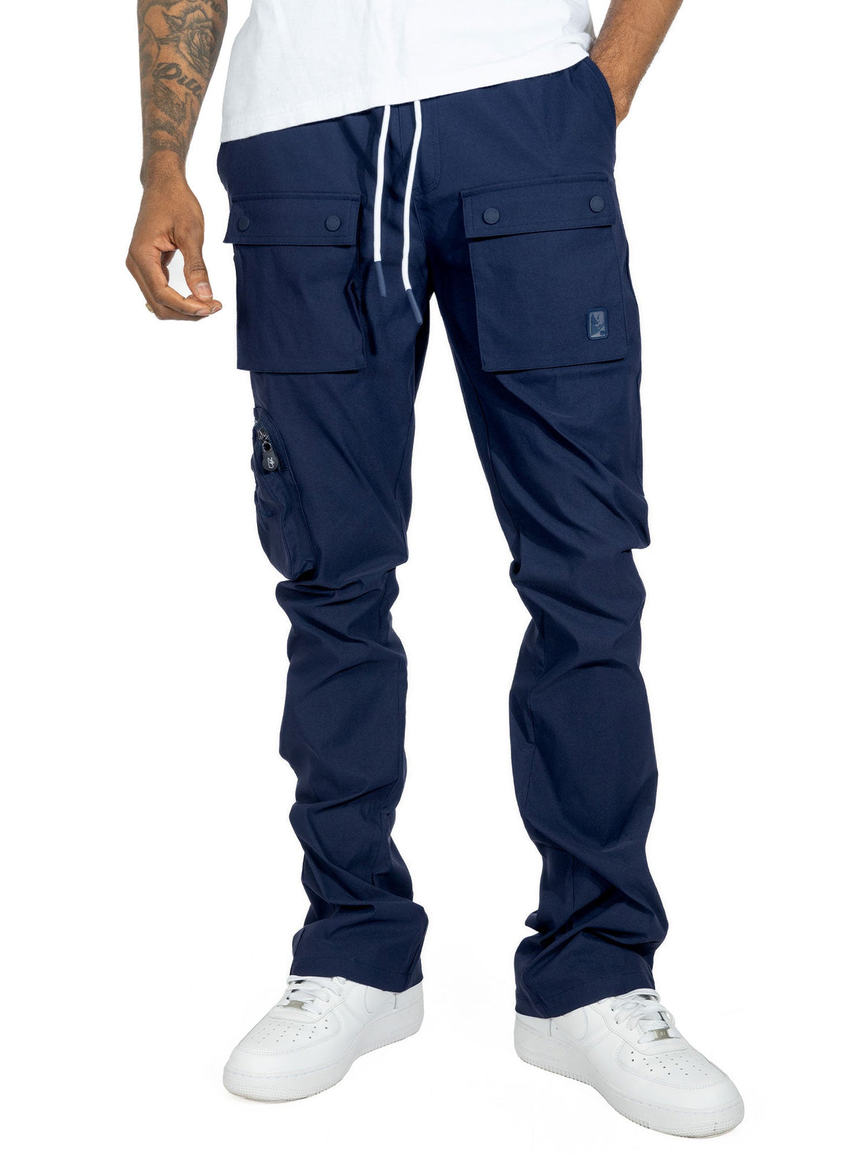 Makobi M1625 Sartoni Nylon Stacked Pants - Navy
