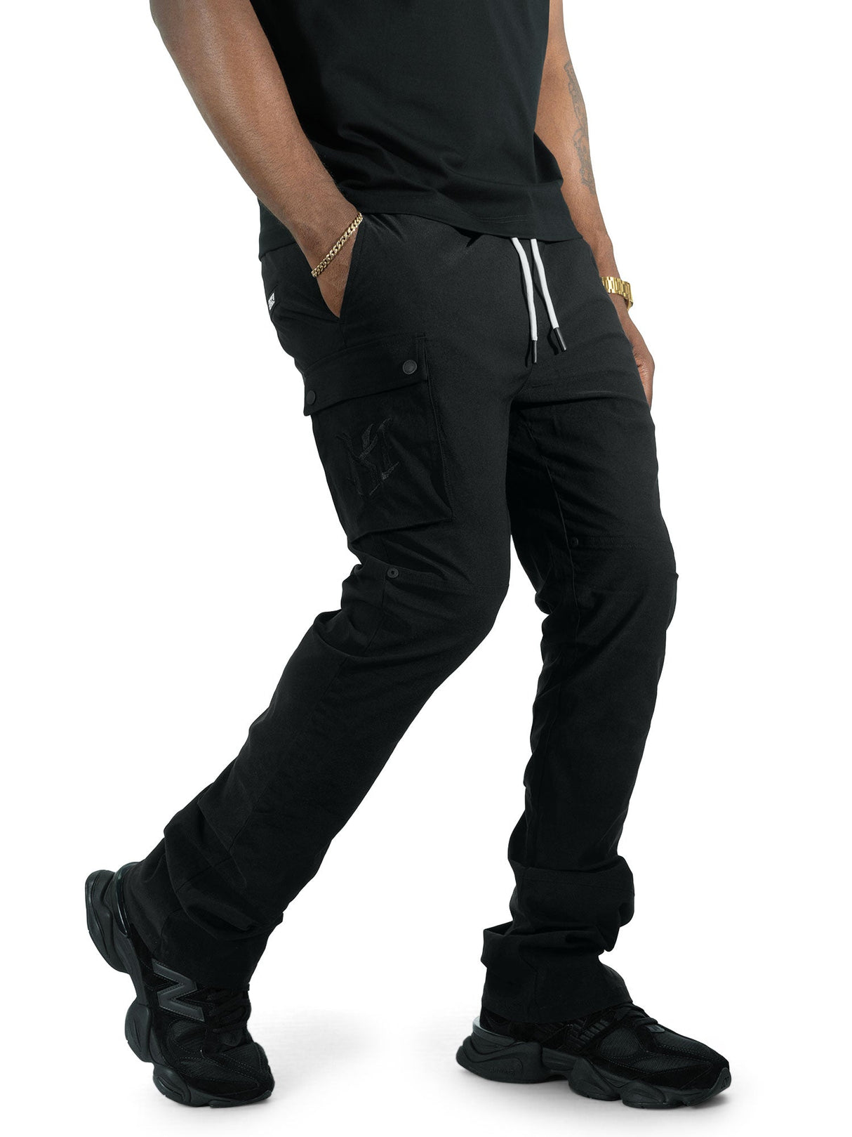 Makobi Nylon Pants | M1634 Adorni Stacked - Black
