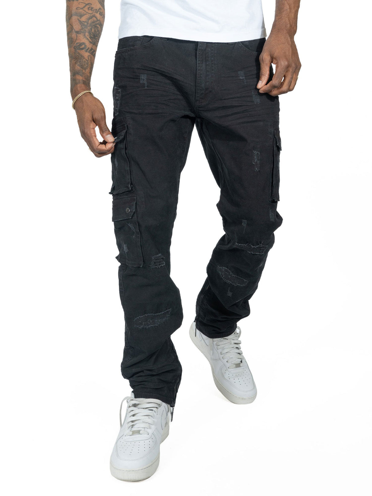 Makobi M1737 Berteli Acid Cargo Pants - Black