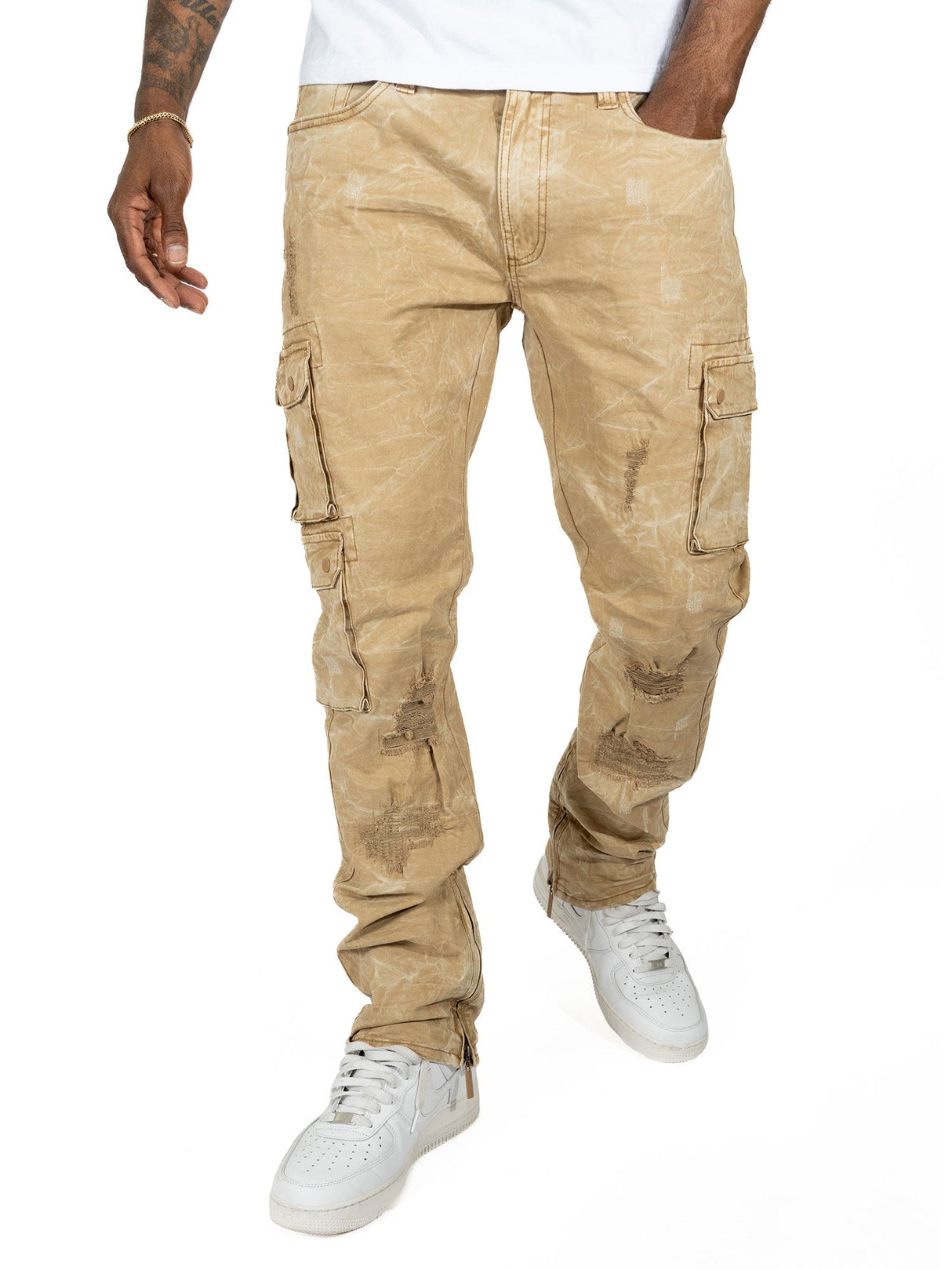 Makobi M1737 Berteli Acid Cargo Pants - Mocha