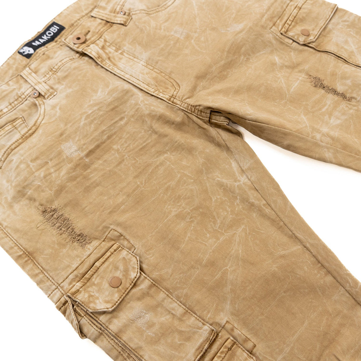 Makobi M1737 Berteli Acid Cargo Pants - Mocha
