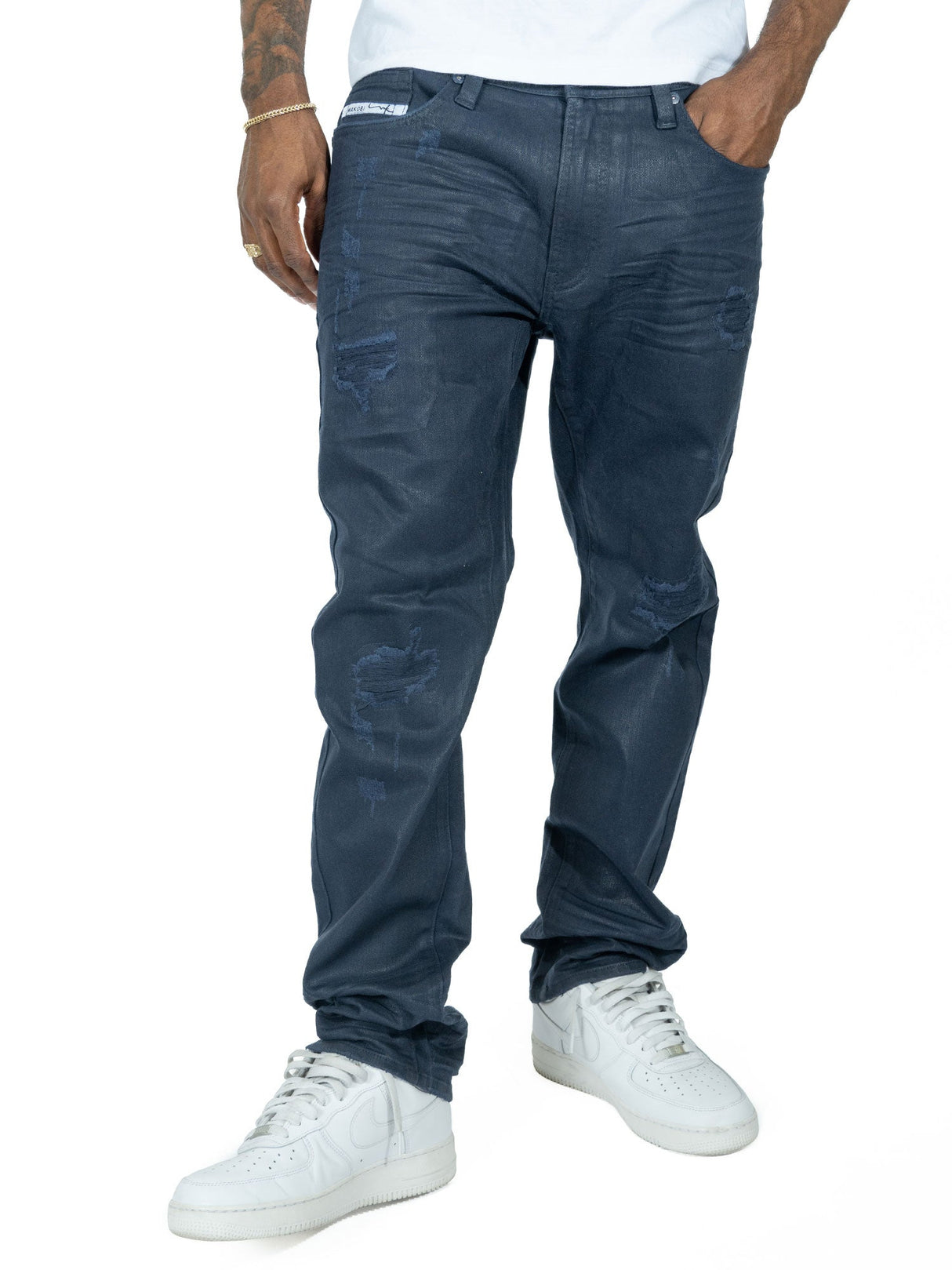 Makobi M1901 Makobi Segreto Waxed Jeans - Navy
