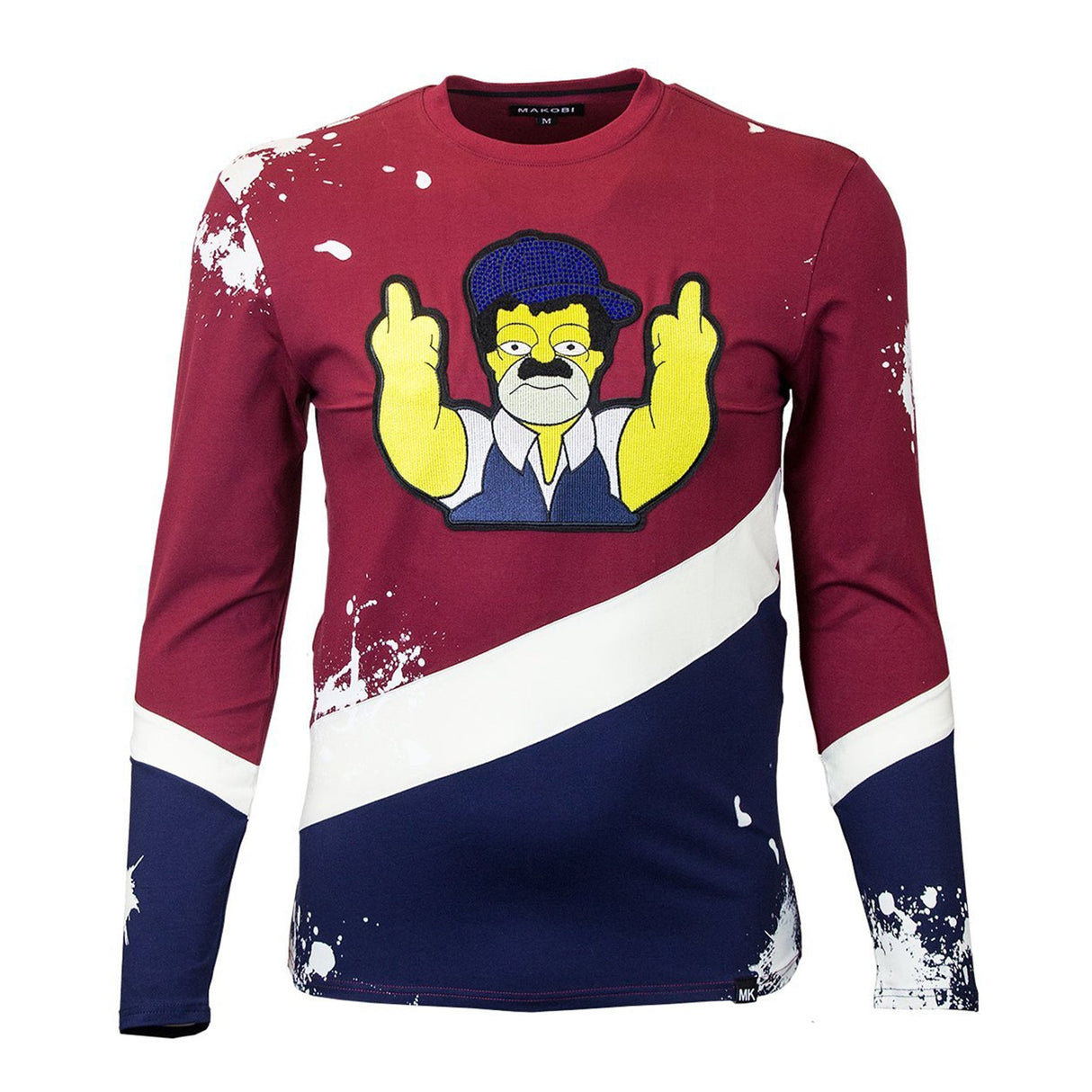 Makobi M209 El Chapo Simpson Long Sleeve Tee - Burgundy