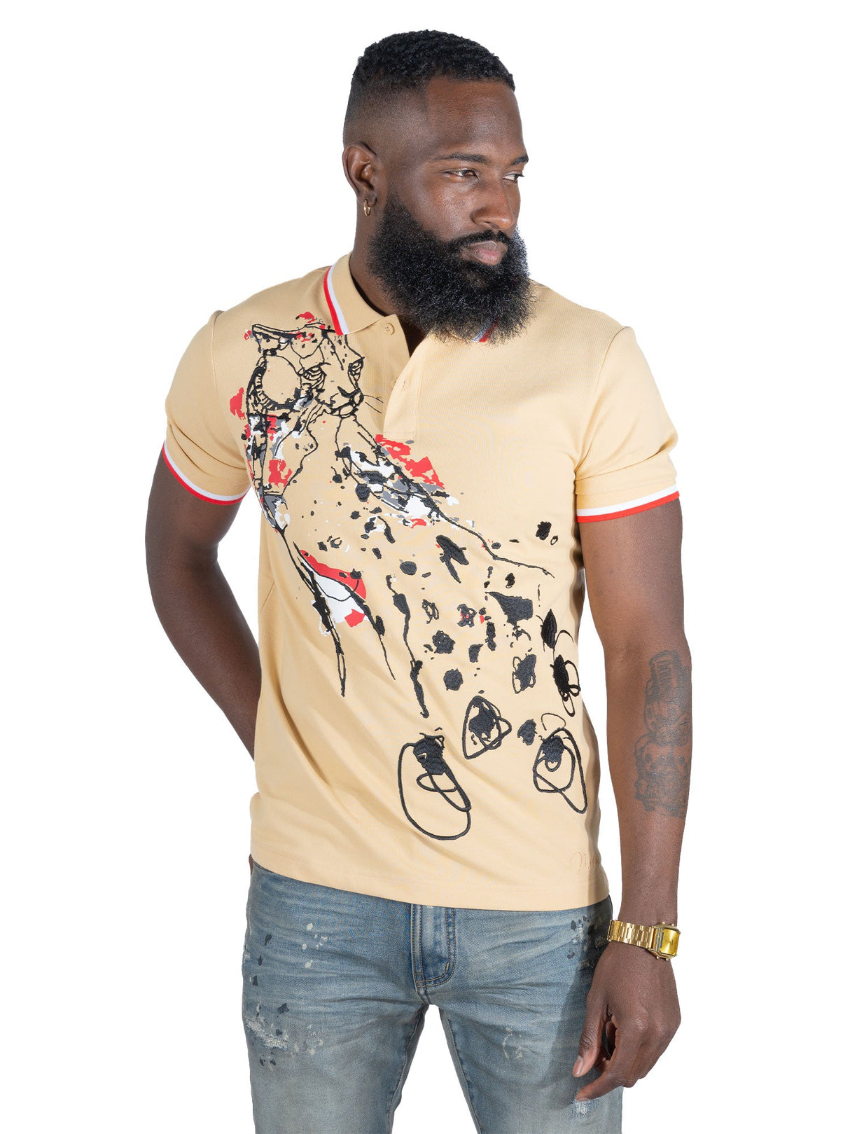 Makobi M388 Verona Cheetah Polo Shirt- Khaki