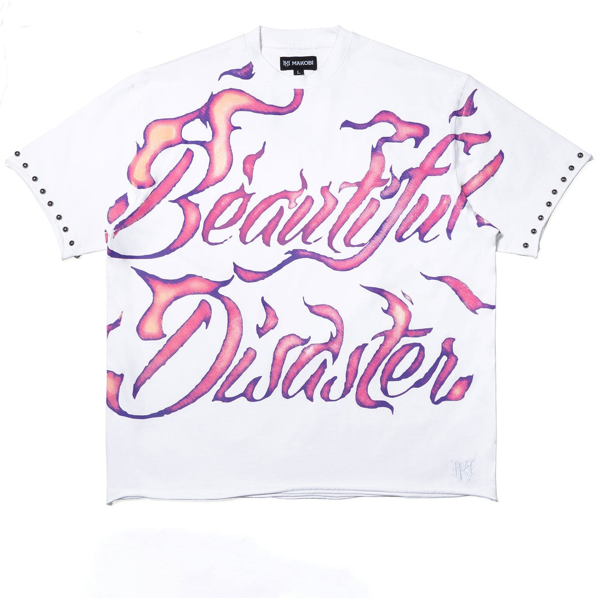 Makobi Jersey Shirt | M391 Beautiful Disaster Boxed Tee - White