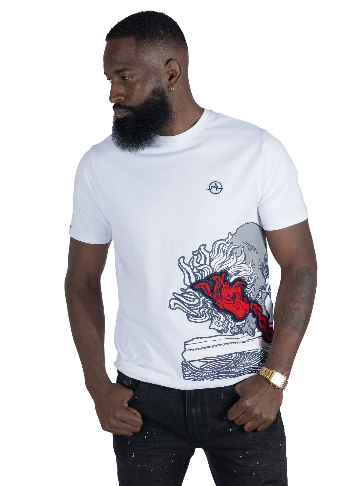 Makobi M396 Verona Lion Tee - White