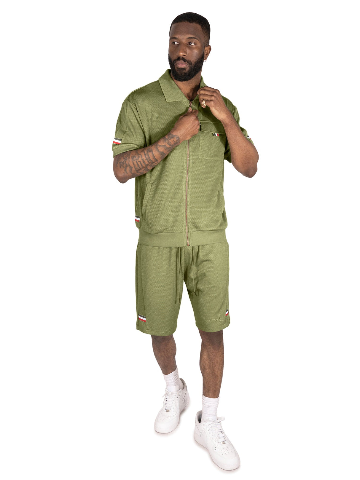 Makobi M428 Moreli Knit Short Sets - Olive
