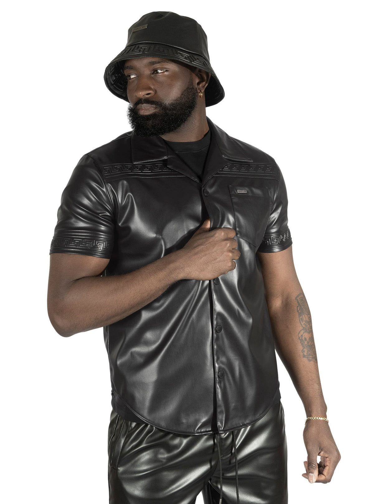 Makobi 429 Bellucci Vegan Leather Shirt - Black