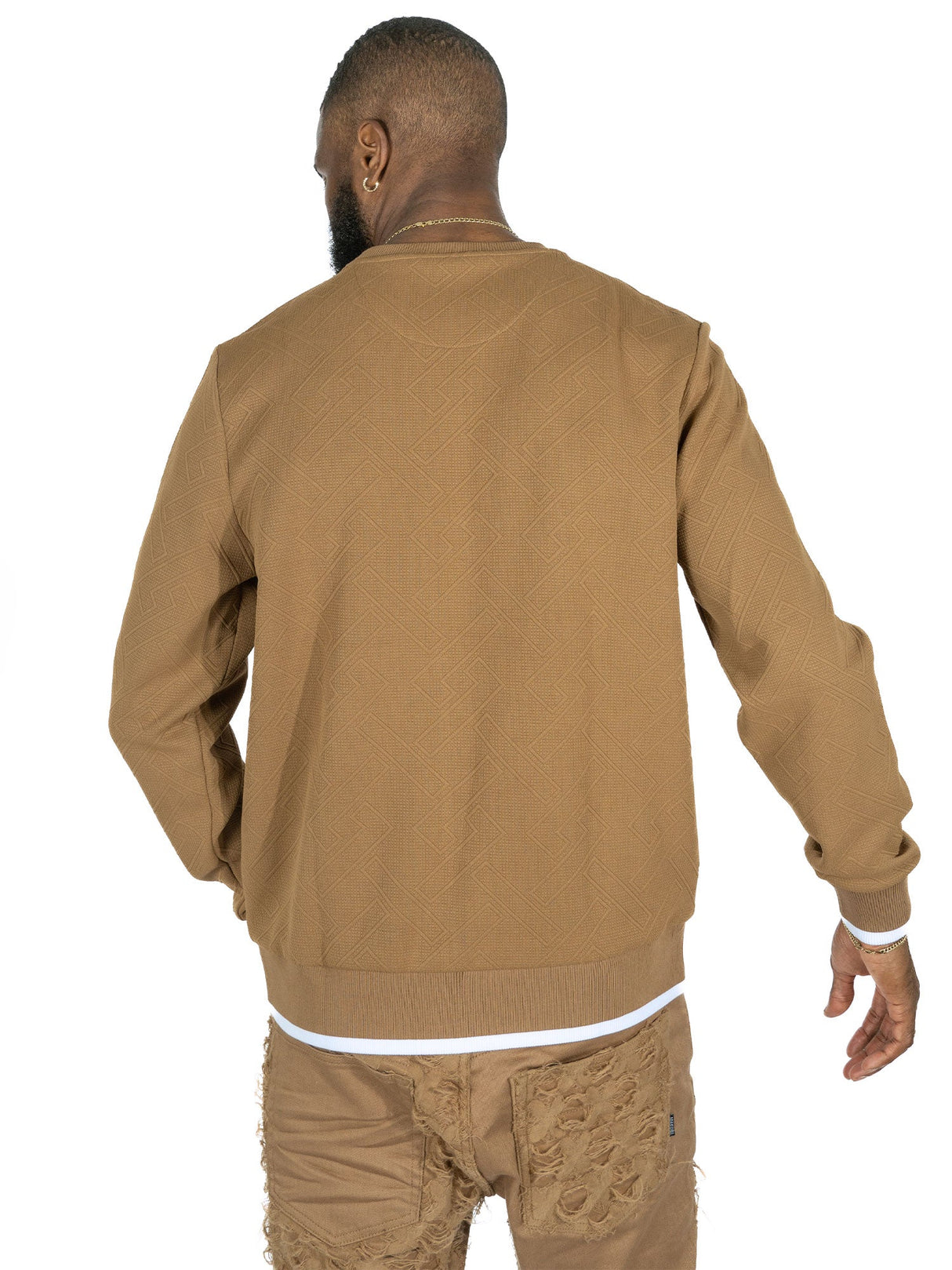 Makobi M4390 Beanchi Jacquard Crewneck - Mocha