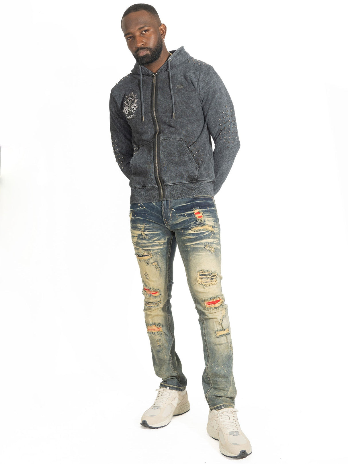 Makobi Hoodie | M5345 Bianco Zip Up - Black