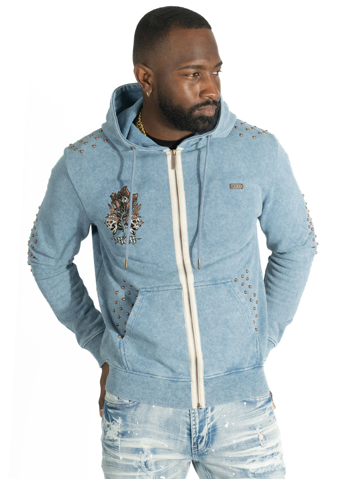 Makobi Hoodie | M5345 Bianco Zip Up - Blue