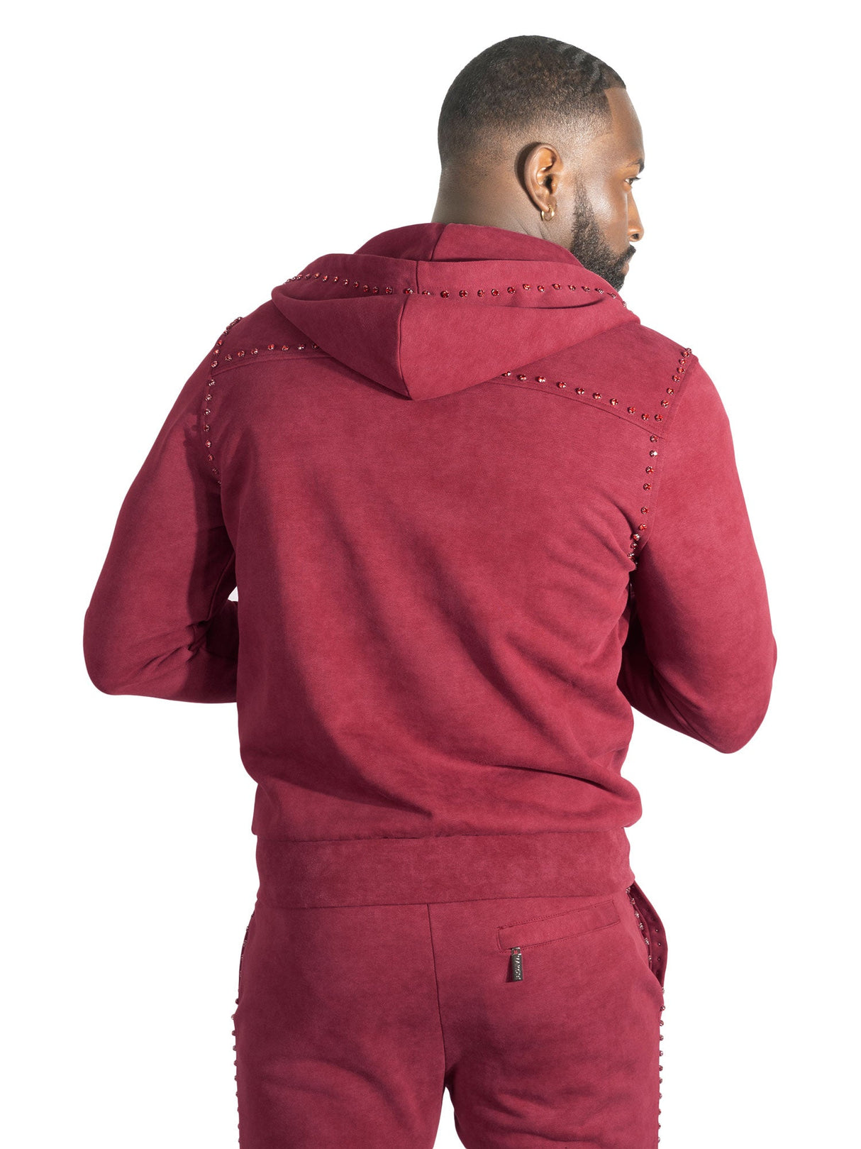 Makobi Set | M5455 Lorenzino Zip-Up Hoodie Set - Burgundy