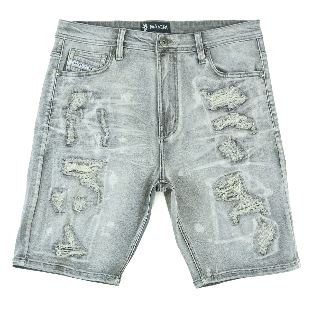 Makobi M607 Amato Denim Shorts - Gray