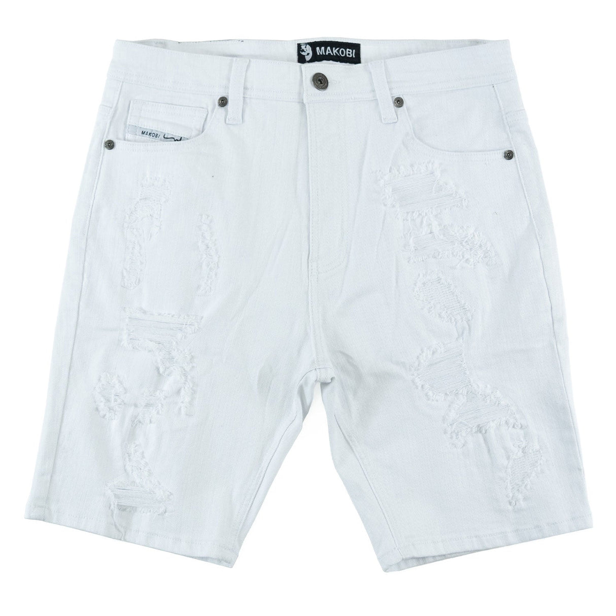 Makobi M607 Amato Denim Shorts - White
