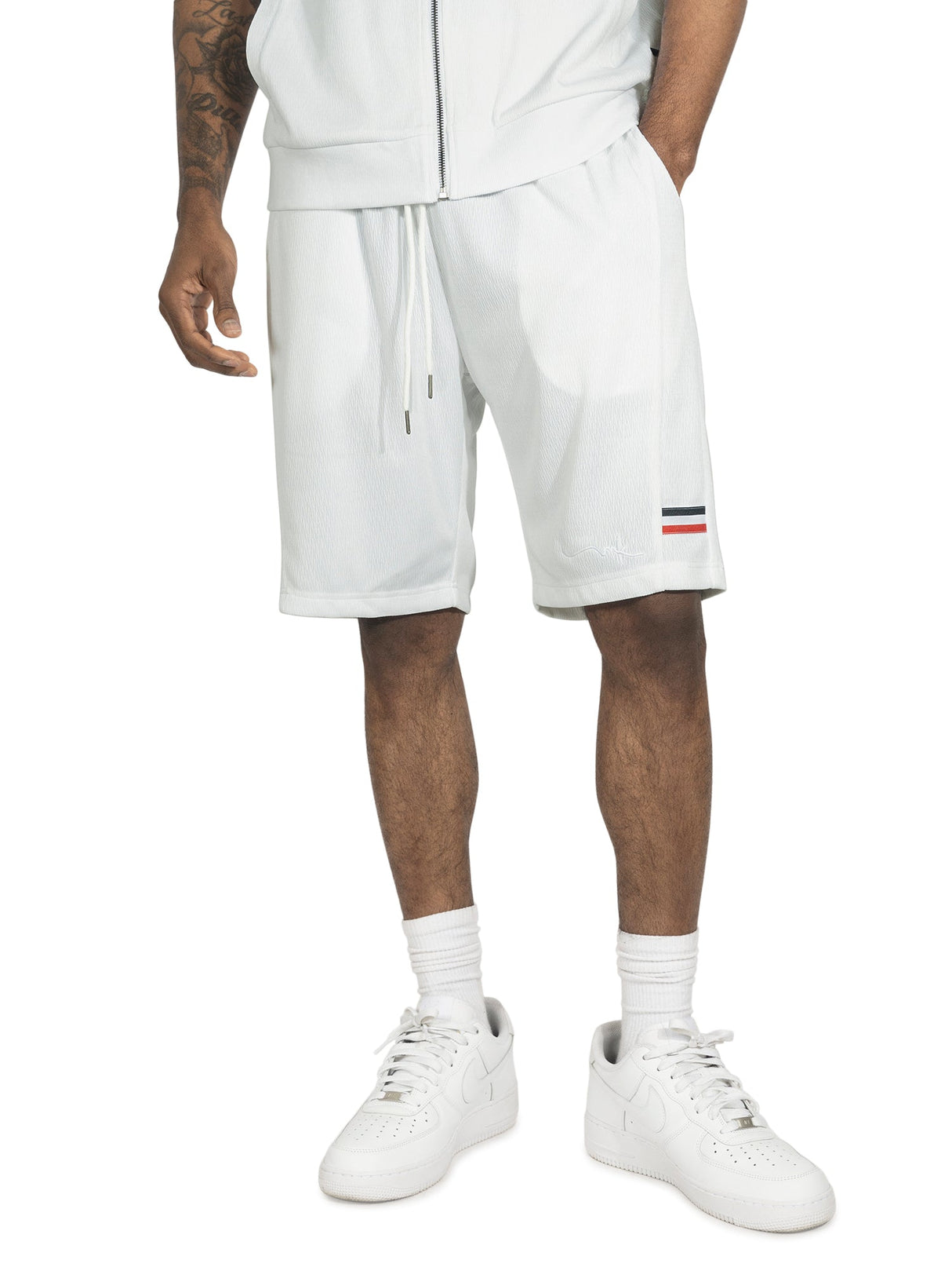 Makbi M428 Moreli Knit Short Sets - White