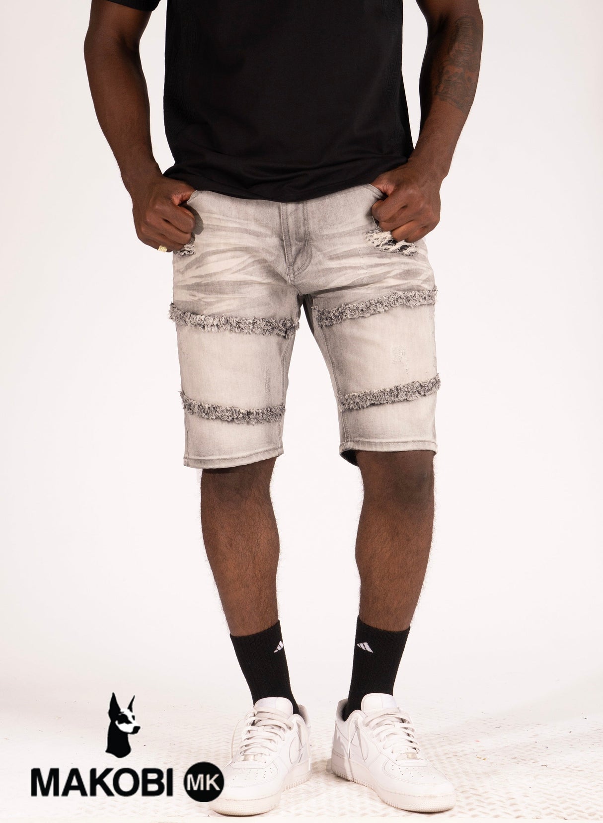 Makobi M967 Noah Denim Shorts - Gray