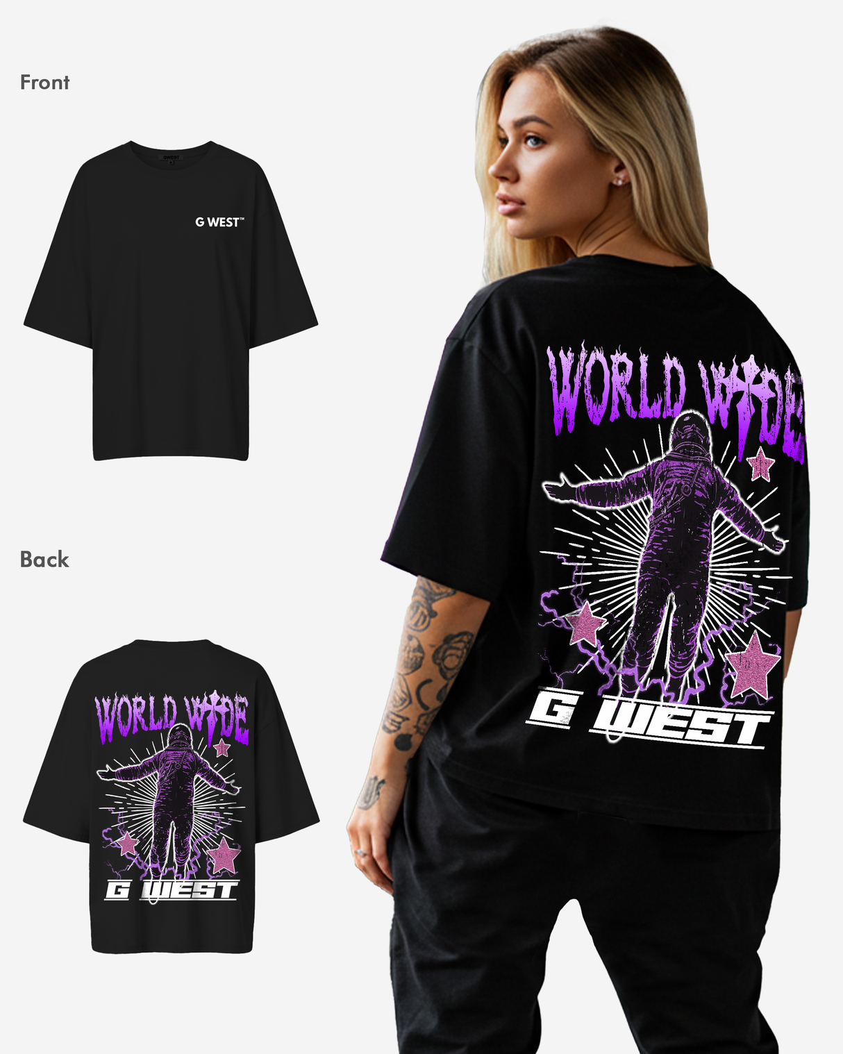 G West Oversized World Wide Star Tee -WOMEN