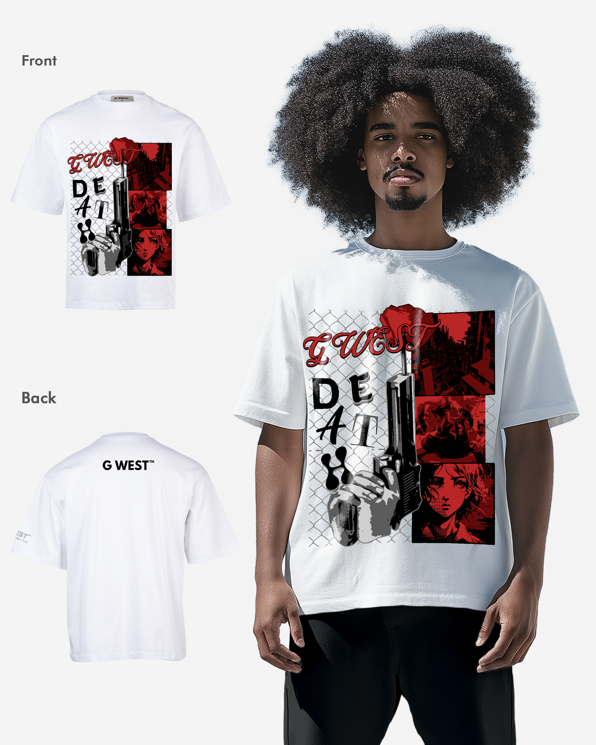 G WEST DEATH OVERSIZED TEE