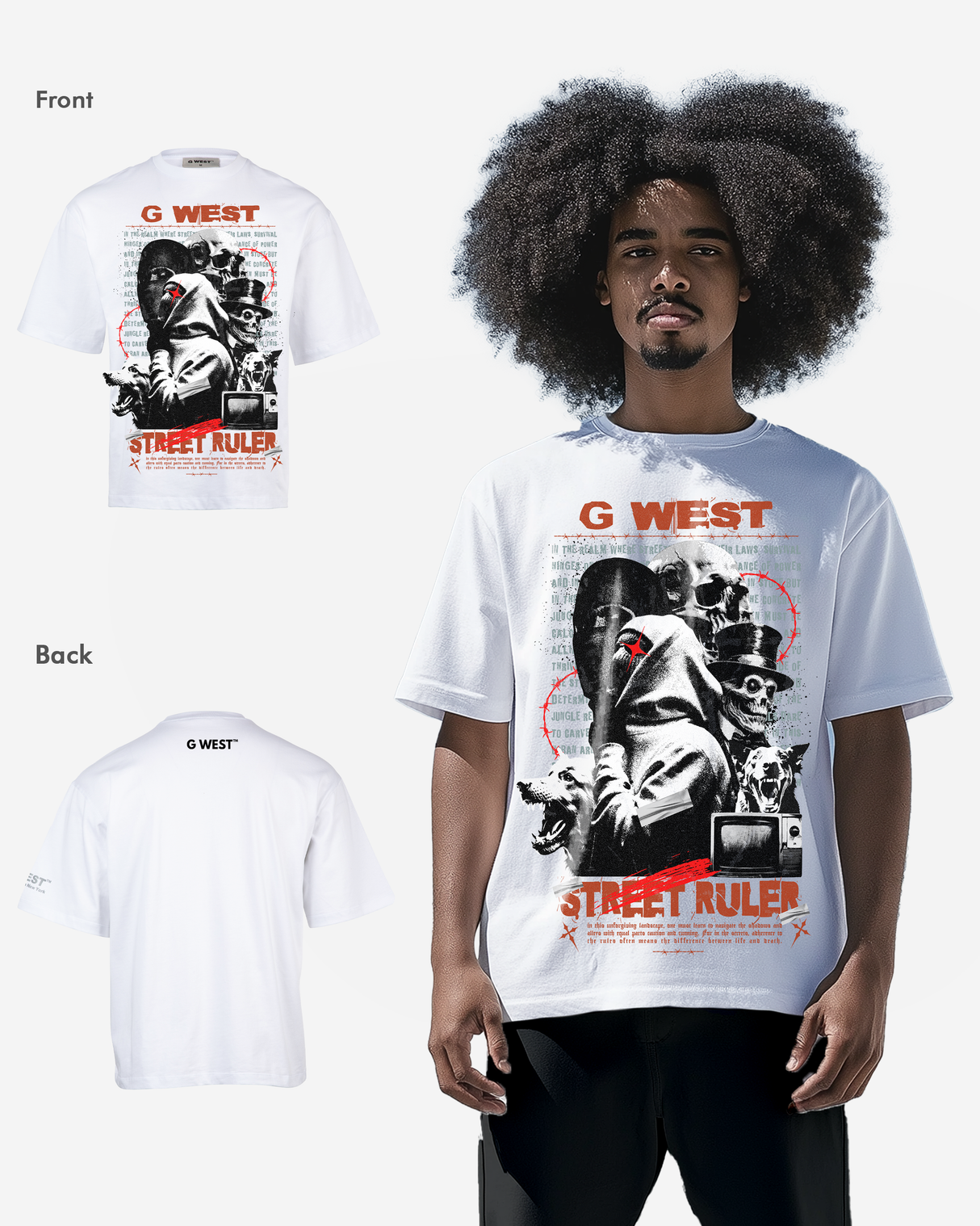 G-WEST STREET RULER OVERSIZED TEE