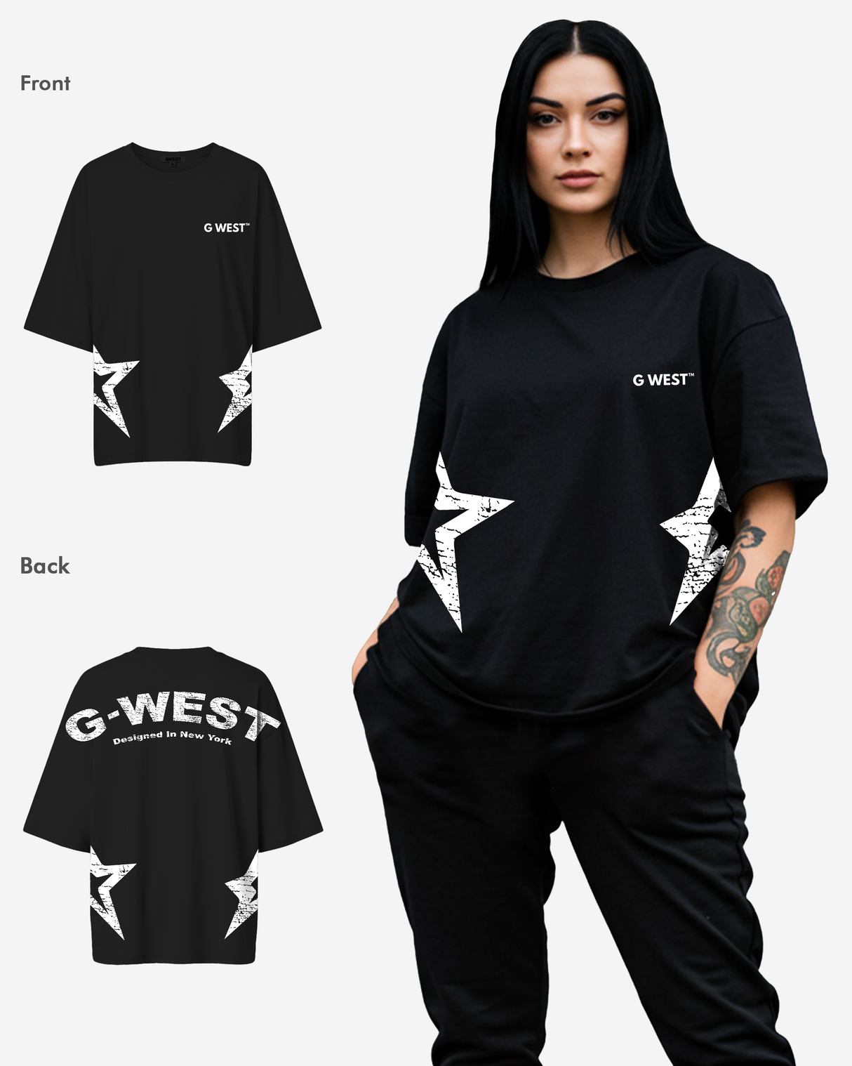 G West Arch Logo Oversized Tee - Women